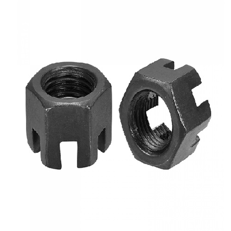 M16×1.5 เกรด 4.8 เหล็กกล้าคาร์บอน น็อตปราสาทแบบออกไซด์สีดำ DIN 935 M16×1.5 เกรด 4.8 เหล็กกล้าคาร์บอน น็อตปราสาทแบบออกไซด์สีดำ DIN 935